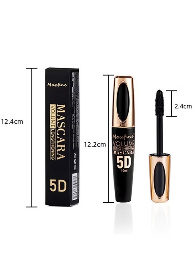 Maxfine 5D Silk Fiber Lash Mascara Waterproof, Luxuriously Longer, Thicker, Voluminous Eyelashes, Long-Lasting, Dramatic Extension, Smudge-proof, Hypoallergenic Formula #01 Black - Image 2