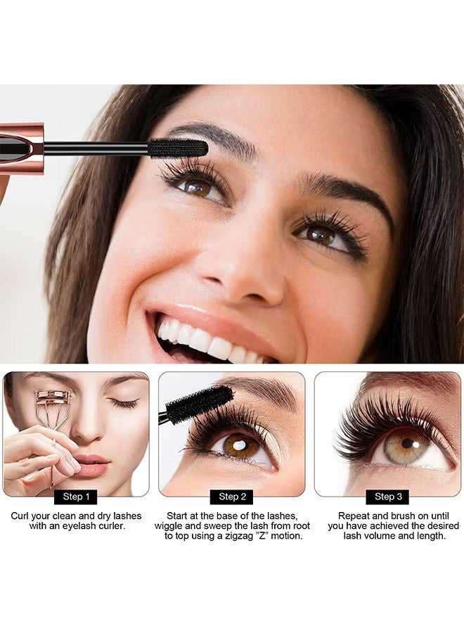 Maxfine 5D Silk Fiber Lash Mascara Waterproof, Luxuriously Longer, Thicker, Voluminous Eyelashes, Long-Lasting, Dramatic Extension, Smudge-proof, Hypoallergenic Formula #01 Black - Image 3