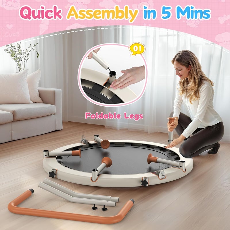 BCAN 36'' Toddler Trampoline, ASTM Certified-Foldable Mini Trampolines for Kids Ages 1-6, Adjustable Handle, Safety Pad & Foldable Legs, Baby Trampoline Indoor/Garden, Gift for Boy and Girl - Image 3