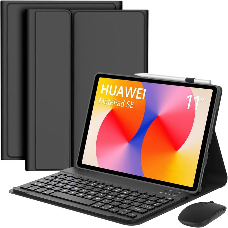 آرترابيت 【عربي إنجليزي】حقيبة لوحة مفاتيح لجهاز Huawei MatePad SE 11 بوصة 2026/2024، مع فأرة بلوتوث لاسلكية، لوحة مفاتيح مغناطيسية قابلة للفصل لجهاز MatePad SE 11 بوصة، بلوتوث قابل للشحن، تعديل بثلاث زوايا - Image 1