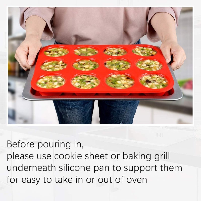 CAKETIME Silicone Muffin Pan- 24 Cups Mini Muffin Pan, Regular 12 Cups Cupcake Pan, 12 Cups Mini Loaf Pan Bakeware Sets - Image 3