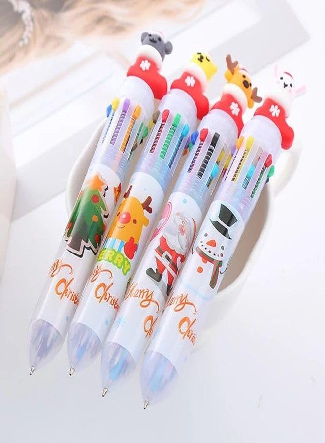 Radhya Accessories Christmas Multicolor Ballpoint Pen,Christmas Gift Color Pen Christmas Pen Christmas Tree Cute Cartoon 10 Color Push Ballpoint Pen (Pack of 2) - Image 5
