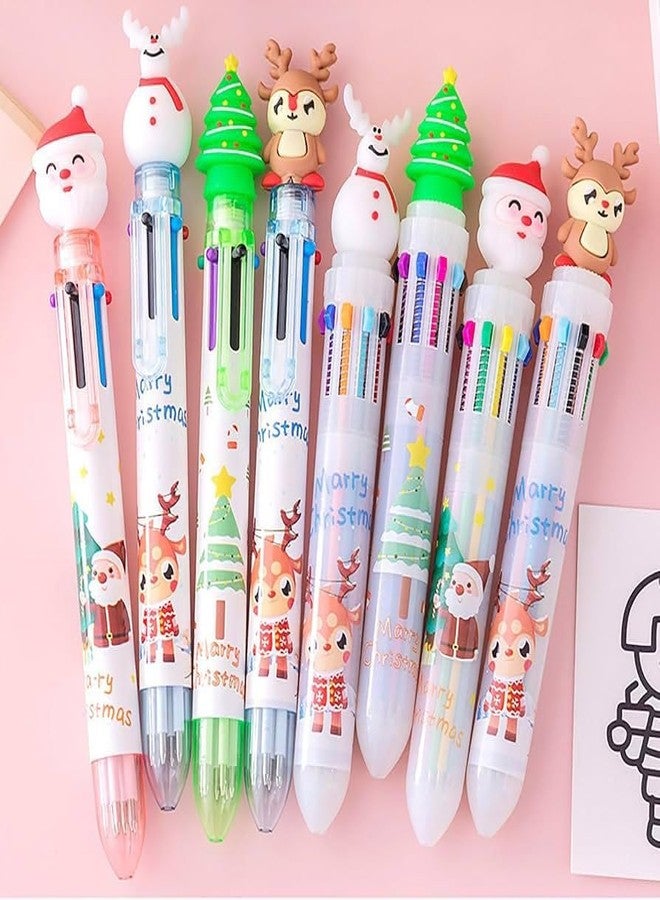 Radhya Accessories Christmas Multicolor Ballpoint Pen,Christmas Gift Color Pen Christmas Pen Christmas Tree Cute Cartoon 10 Color Push Ballpoint Pen (Pack of 2) - Image 2