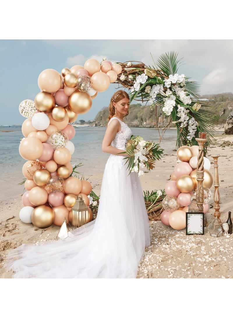 أحمر الخدود الوردي بالون اكليلا من الزهور قوس عدة ، وأحجام مختلفة الرجعية مسحوق كريم لون روز عارية الذهب الأبيض بالون متعددة الألوان قصاصات الورق اللثي بالون حفلة عيد ميلاد فتاة دش الطفل زينة عيد الحب - Image 5