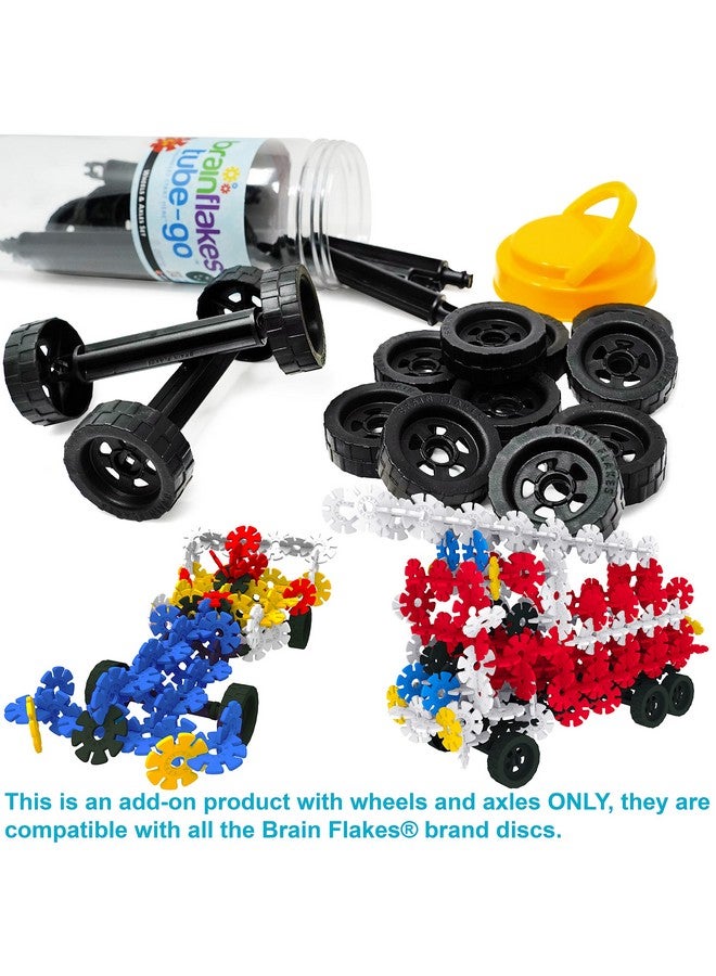 VIAHART Brain Flakes 16 Wheels and 8 Axles Tube-Go Set Add-On Travel Kit - Build Cars, Trucks, Anything That Spins - Compatible with Brain Flakes Brand Discs - A Great STEM Toy - Image 3