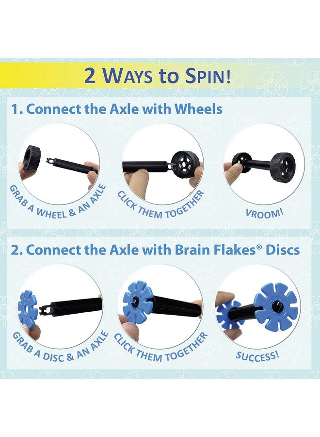 VIAHART Brain Flakes 16 Wheels and 8 Axles Tube-Go Set Add-On Travel Kit - Build Cars, Trucks, Anything That Spins - Compatible with Brain Flakes Brand Discs - A Great STEM Toy - Image 4