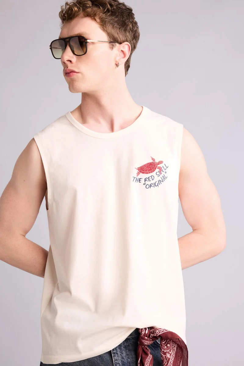 Defacto  100% Cotton Back Printed Tank Top for Men | Best Price UAE