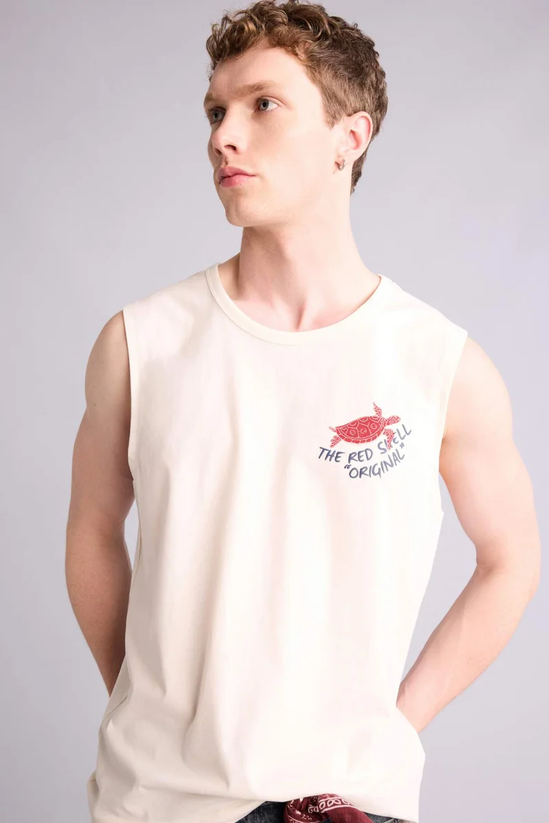 Defacto  100% Cotton Back Printed Tank Top for Men | Best Price UAE