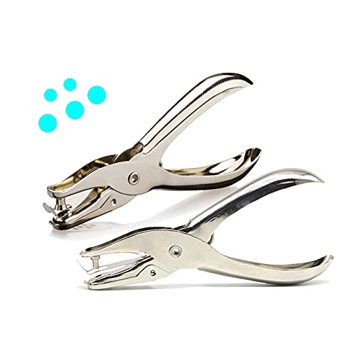 RUIFYRAY 1/4 and 1/8 Inch Small Single Hole Punch, 2 Pack Handheld Circle Shaped Hole Puncher with 8 Sheet Capacity for DIY Craft Paper, Tag & Ticket, Perfect for Home, Office, Back to School Supplies - Image 1