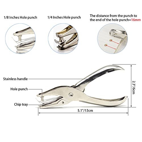RUIFYRAY 1/4 and 1/8 Inch Small Single Hole Punch, 2 Pack Handheld Circle Shaped Hole Puncher with 8 Sheet Capacity for DIY Craft Paper, Tag & Ticket, Perfect for Home, Office, Back to School Supplies - Image 2