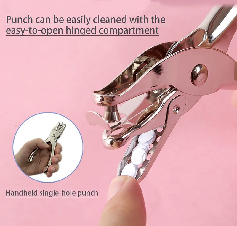RUIFYRAY 1/4 and 1/8 Inch Small Single Hole Punch, 2 Pack Handheld Circle Shaped Hole Puncher with 8 Sheet Capacity for DIY Craft Paper, Tag & Ticket, Perfect for Home, Office, Back to School Supplies - Image 3
