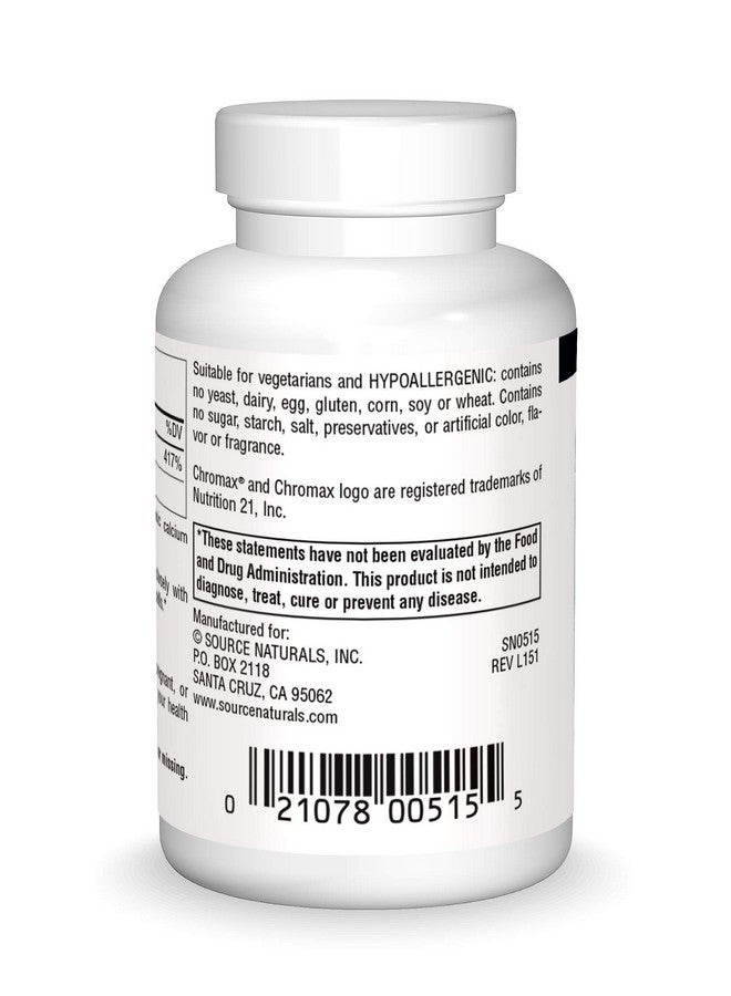Source Naturals Ultra Chromium Picolinate 500 mcg Yeast-Free Dietary Supplement - 60 Tablets - Image 2