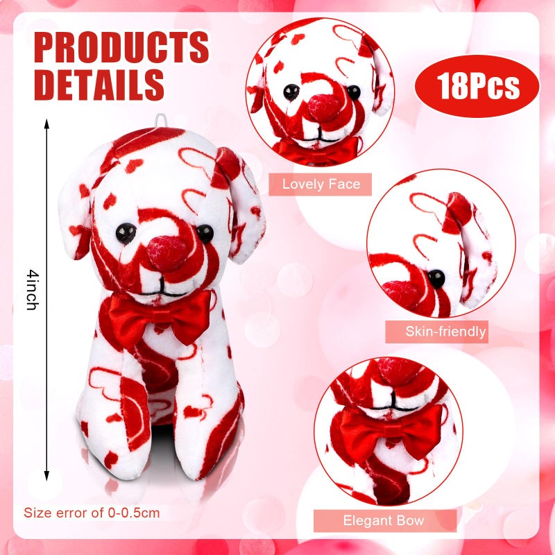 Haull 18 Pcs Valentine Heart Shaped Stuffed Animals Dogs Bulk Gifts 4" Mini Plushies Soft Small Cute Dogs Toys for Kids Adults Party Favors Home - Image 2