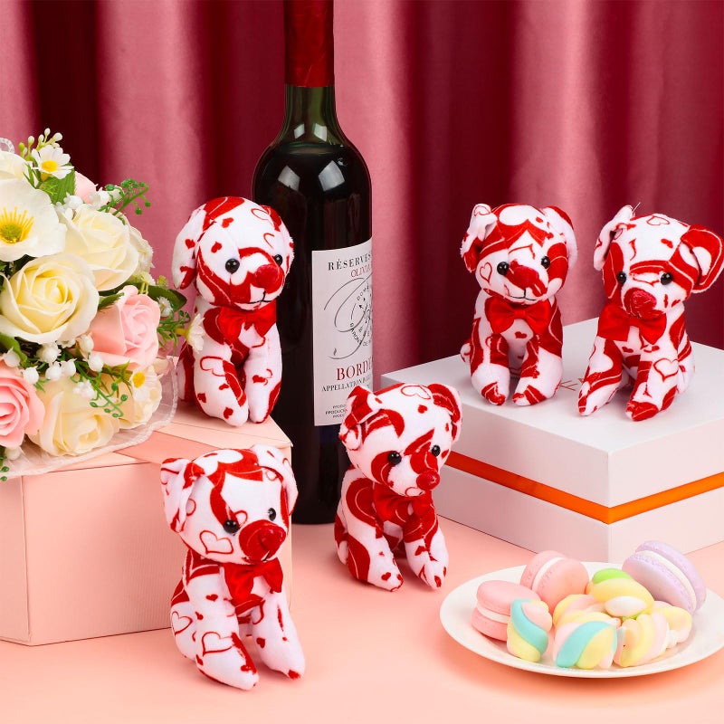 Haull 18 Pcs Valentine Heart Shaped Stuffed Animals Dogs Bulk Gifts 4" Mini Plushies Soft Small Cute Dogs Toys for Kids Adults Party Favors Home - Image 3