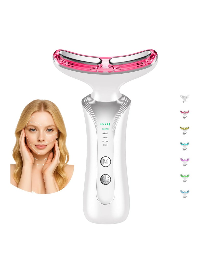 general 7 in 1 Multifunctional Facial Massager, Red Light Therapy for Face, Beauty Skin Care Tool for Face and Neck, Portable Facial Massager for Wrinkles and Skin Care-White - Image 1