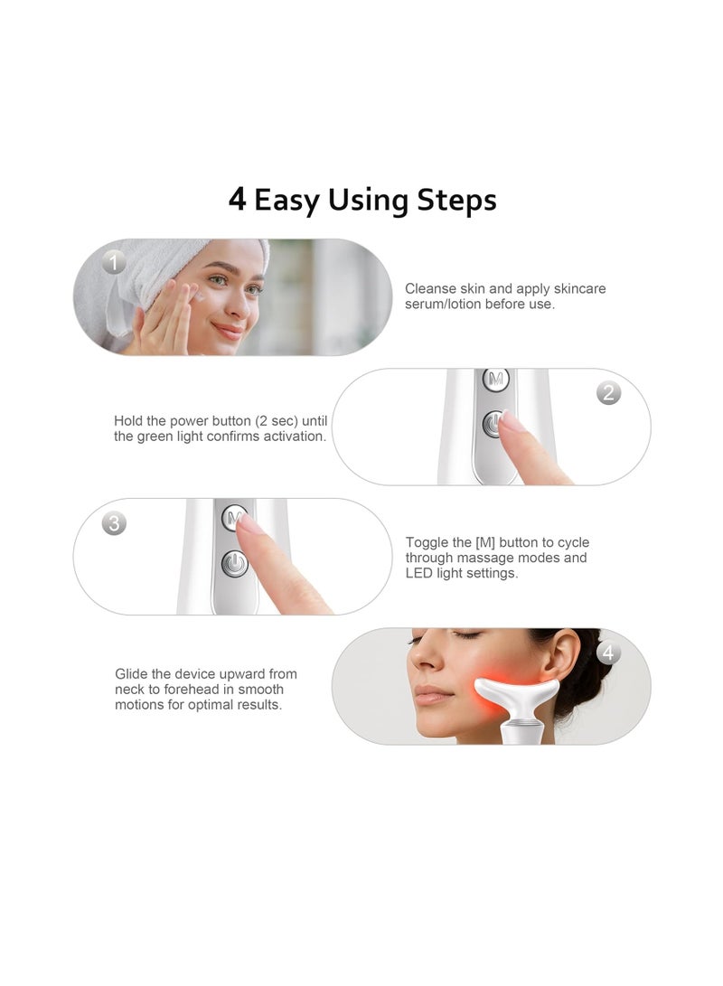 general 7 in 1 Multifunctional Facial Massager, Red Light Therapy for Face, Beauty Skin Care Tool for Face and Neck, Portable Facial Massager for Wrinkles and Skin Care-White - Image 5
