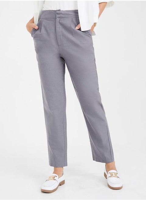 High Rise Crop Length Tapered Trouser