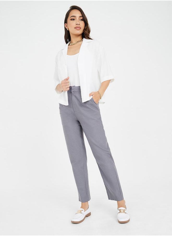 Styli - High Rise Crop Length Tapered Trouser - Image 1