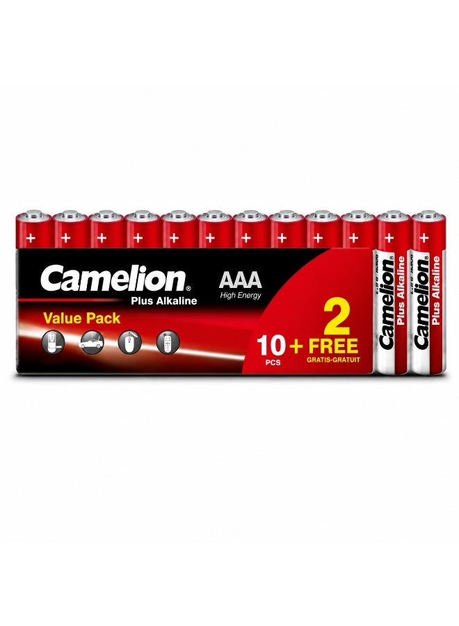 Camelion AAA Alkaline Batteries 12 Pack (10+2 Free), Long Lasting Triple A Batteries for Household Electronics - Image 1