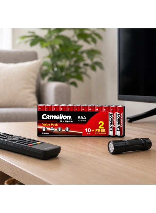 Camelion AAA Alkaline Batteries 12 Pack (10+2 Free), Long Lasting Triple A Batteries for Household Electronics - Image 3