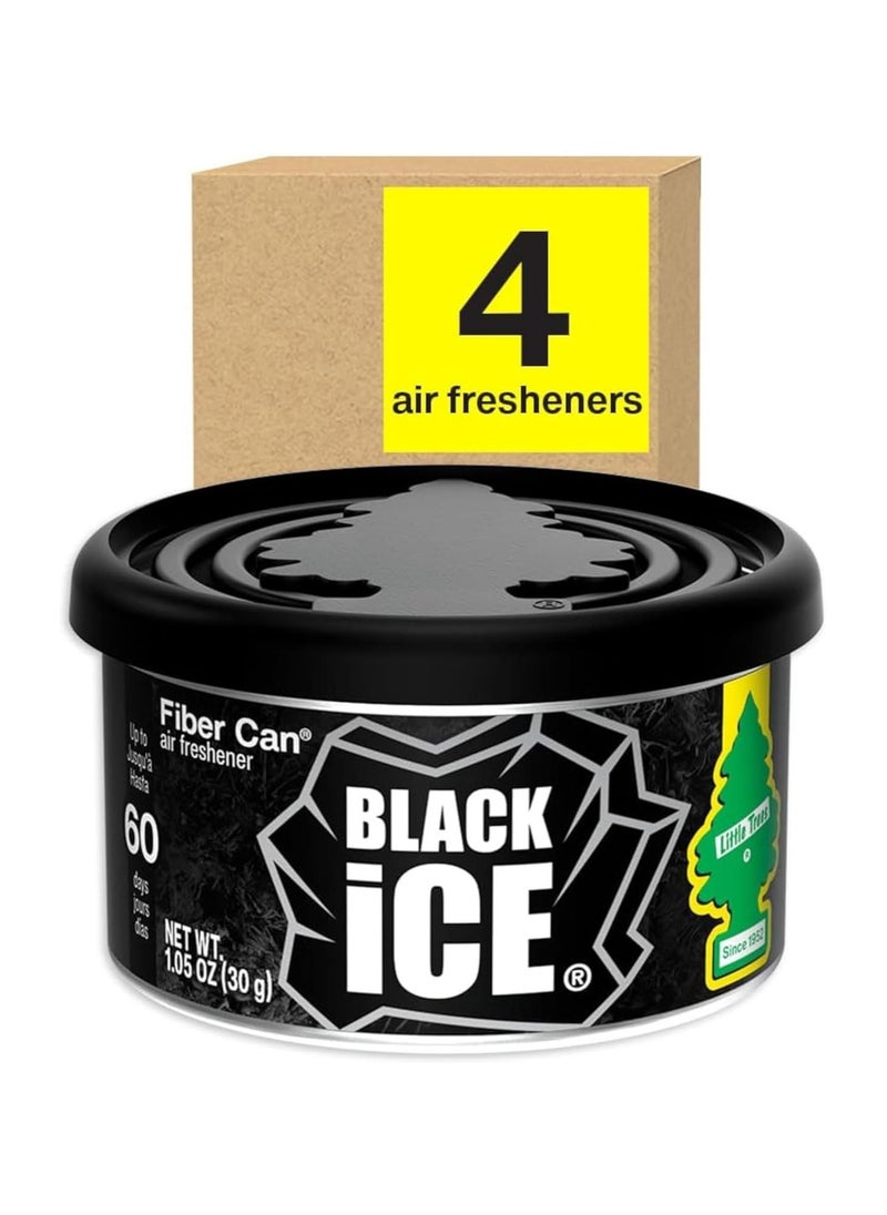 LITTLE TREES - Little Trees Fiber Car Air Freshener with Adjustable Lid for Desired Strength for Auto or Home - Black Ice, 4 Pack - Image 1