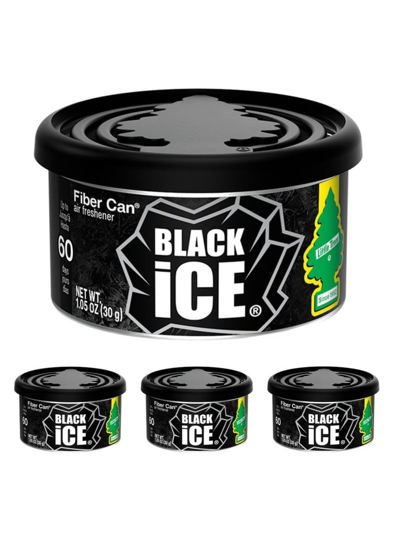 LITTLE TREES - Little Trees Fiber Car Air Freshener with Adjustable Lid for Desired Strength for Auto or Home - Black Ice, 4 Pack - Image 1