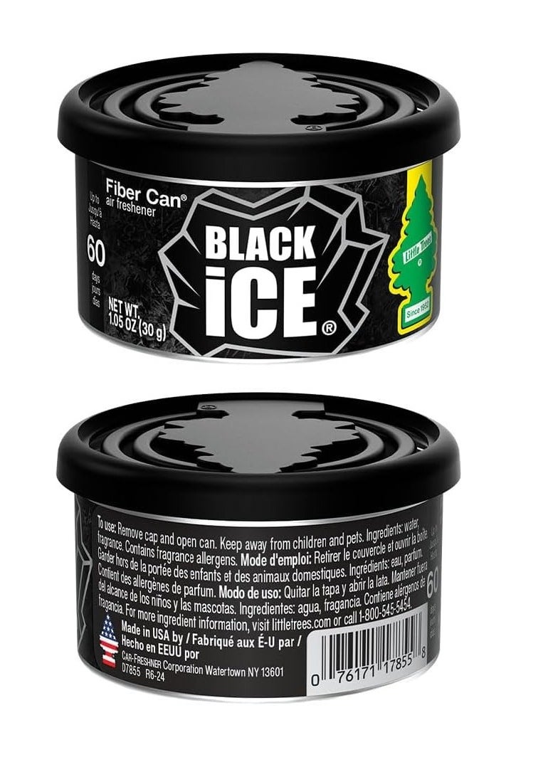 LITTLE TREES - Little Trees Fiber Car Air Freshener with Adjustable Lid for Desired Strength for Auto or Home - Black Ice, 4 Pack - Image 1