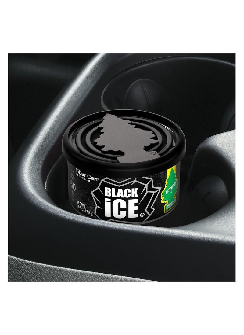 LITTLE TREES - Little Trees Fiber Car Air Freshener with Adjustable Lid for Desired Strength for Auto or Home - Black Ice, 4 Pack - Image 1