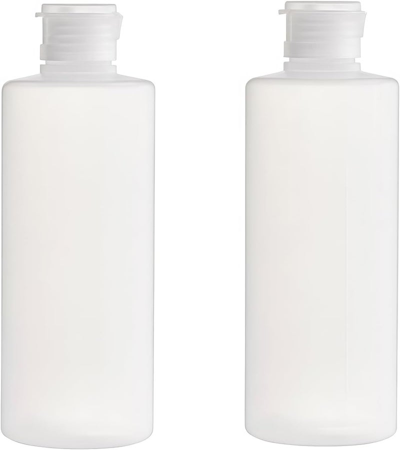 UPSTORE 2PCS Empty Refillable Plastic Clear Soft Tube Squeeze Bottle Jars With Flip Cover Cosmetic Makeup Packing Storage Holder Containers for Toner Lotion Shower Gel Cleaser Shampoo (200ml/6.8oz), 200ml/6.8 - Image 1