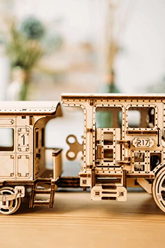 Wood Trick Wooden Toy Train Set with Railway - 34x7″ - Locomotive Train Toy Mechanical Model Kit - 3D Wooden Puzzles for Adults to Build - Engineering DIY Models for Adults to Build - Image 5