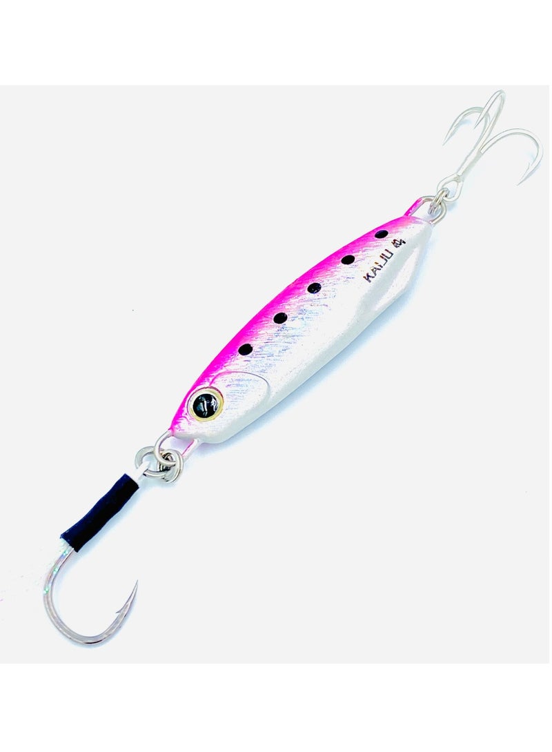 oakura Kaiju Silver Pink Jig Set - 20G Weights, Extra Sharp Bkk Hook, 10 Mesmerizing Colors - Lightweight Gear For Epic Fishing Adventures - Image 1