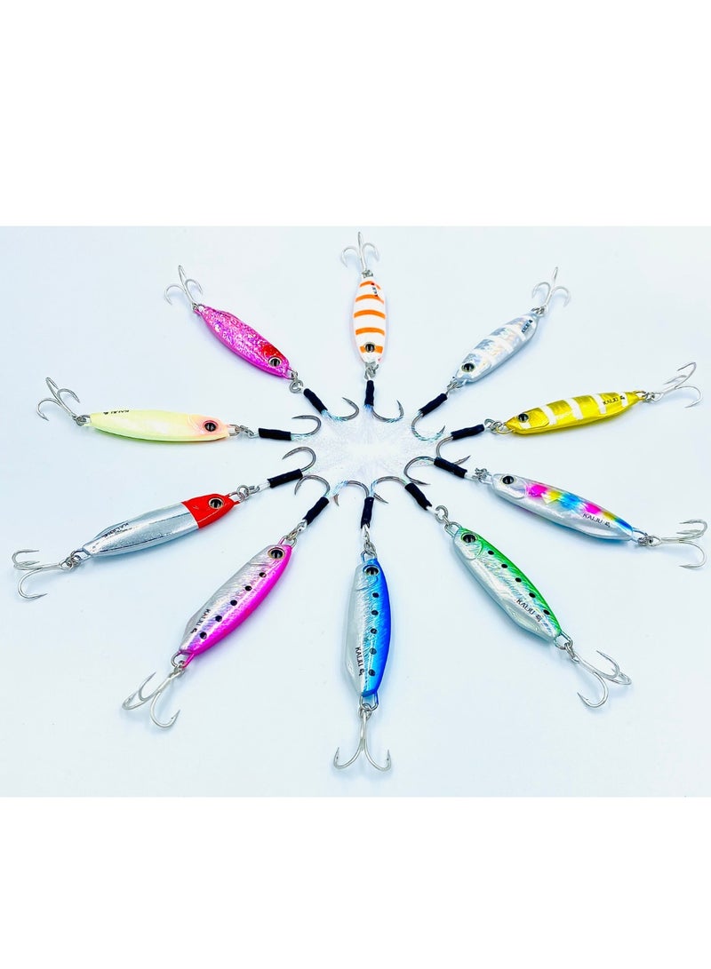 oakura Kaiju Silver Pink Jig Set - 20G Weights, Extra Sharp Bkk Hook, 10 Mesmerizing Colors - Lightweight Gear For Epic Fishing Adventures - Image 2