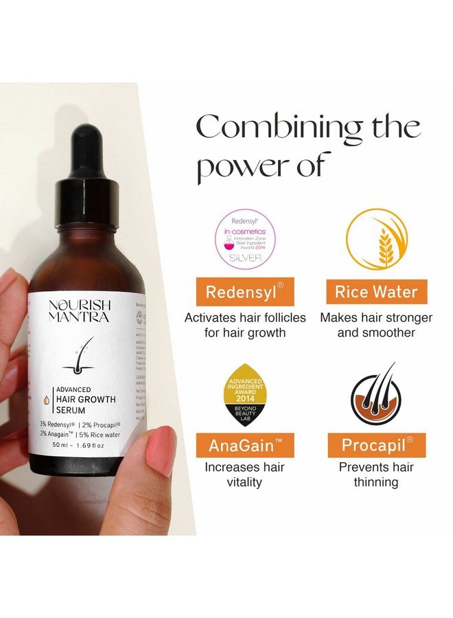 NOURISH MANTRA Advanced Hair Growth Serum/For Women & Men/Made With Redensyl Anagain Procapil & Rice Water/For Hair Fall/Hair Thinning & For All Hair Types (50 Ml) - Image 4