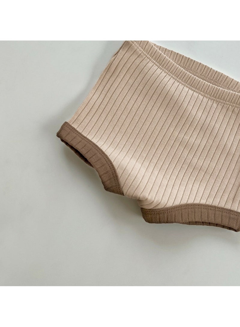 Baby Soft Breathable Cotton Short Sleeve T-shirt + Briefs Pink Apricot Two-piece Set - Image 3