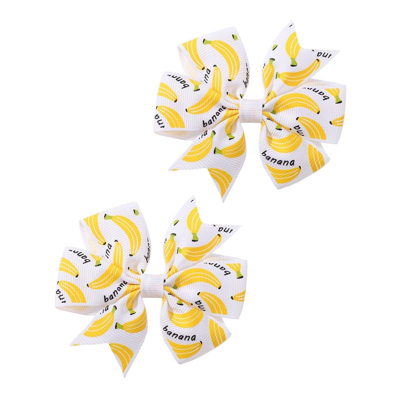 BBTDIN Baby Girls Banana Bow Hair Clips - Kids Girls Fruits Bowknot Hair Clips BBG94 (A1-White Bow) - Image 3
