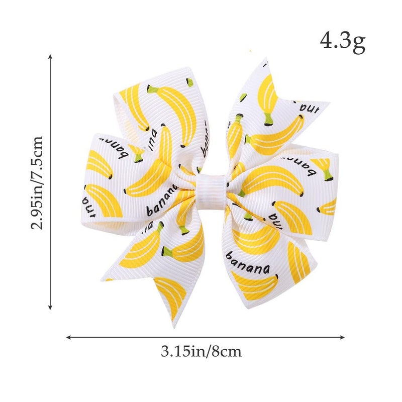 BBTDIN Baby Girls Banana Bow Hair Clips - Kids Girls Fruits Bowknot Hair Clips BBG94 (A1-White Bow) - Image 4