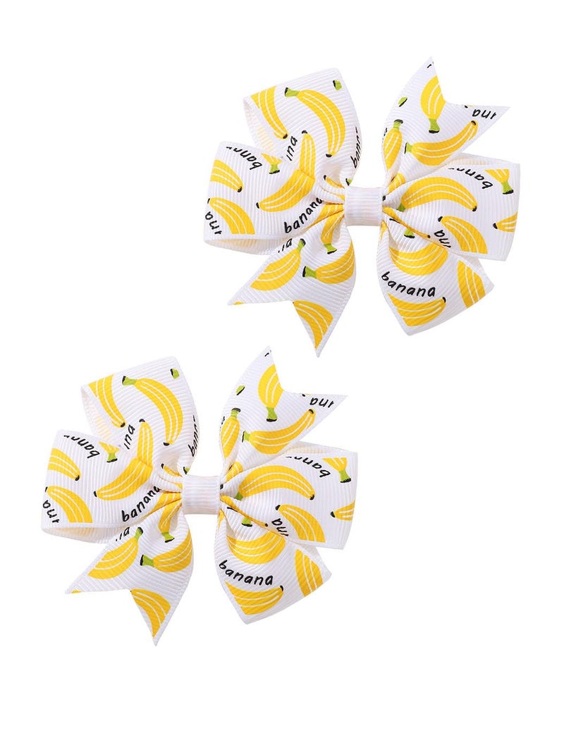 BBTDIN Baby Girls Banana Bow Hair Clips - Kids Girls Fruits Bowknot Hair Clips BBG94 (A1-White Bow) - Image 1