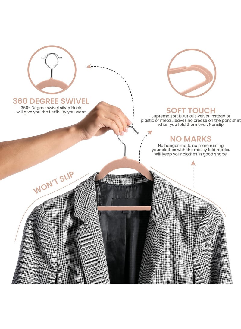BLOOMING TIME Non-Slip Velvet Hangers Suit Hangers Ultra Thin Space – Non-Slip Velvet Closet Hangers with 360° Swivel Hook, Ultra-Thin Space-Saving Design, Heavy-Duty (Holds Up to 10 lbs) for Coats, Jackets, Shirts, Dresses & Pants - Image 3