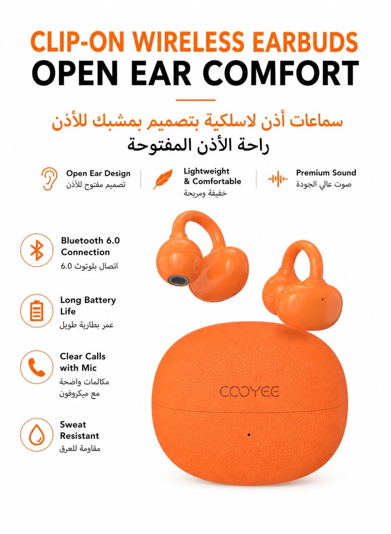 Cooyee سماعات أذن لاسلكية بتصميم مشبك، بلوتوث 6.0، مفتوحة الأذن، للرياضة والعمل والاستخدام اليومي - Image 1