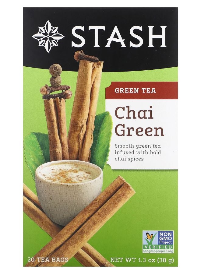 Stash Tea Green Tea Chai Green  20 Tea Bags 1.3 oz (38 g)