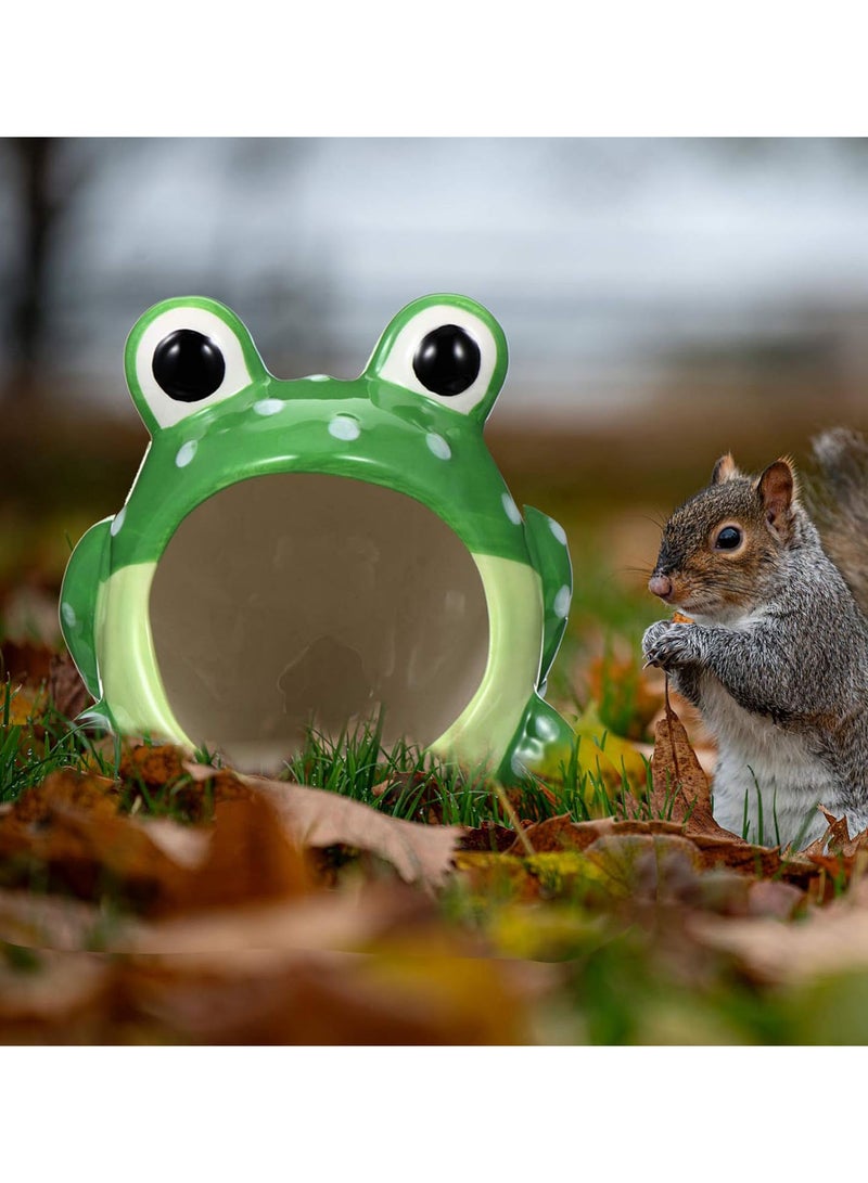 GGOOT Small Animal House Ceramic Hamster Hideout Nest Cute Frog Shape Cave Critter Bath Hut Nest for Summer for Hamster Guinea Pigs Hedgehog Chinchilla Green - Image 5
