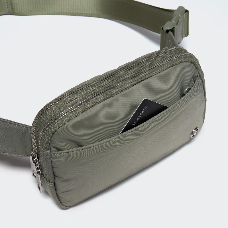 Pander Everywhere Belt Bag for Women, 5 Zipper Pockets Nylon Crossbody Fanny Pack Purse (Grey Sage). - Image 3