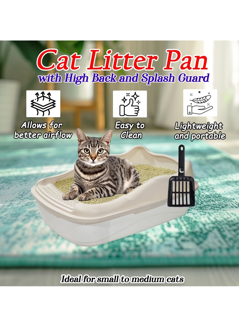 أن ان سي بيتس صندوق فضلات القطط للقطط الصغيرة والمتوسطة، مصنوع من البلاستيك المتين وتصميم قابل للإزالة، صندوق فضلات القطط 47 سم مع مغرفة، سياج مرتفع ومضاد للرذاذ، صندوق فضلات الحيوانات الأليفة سهل التنظيف (بيج) - Image 5