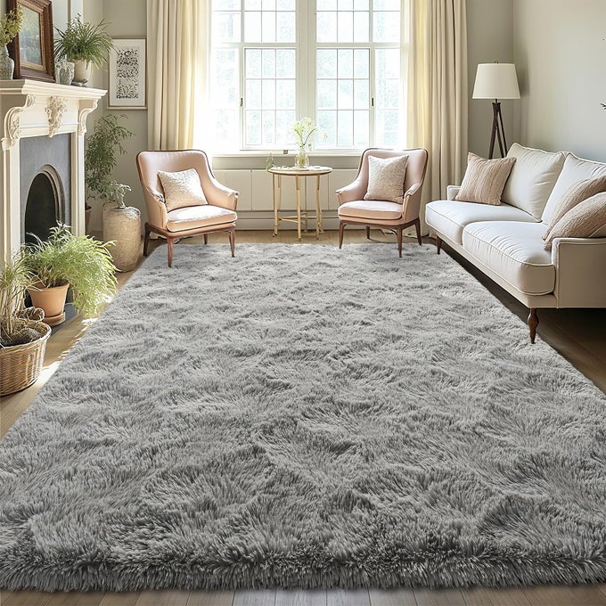 ULTRA SOFT INDOOR MODERN AREA RUGS FLUFFY LIVING ROOM CARPETS FOR CHILDREN BEDROOM HOME DECOR NURSERY RUG 6X9 FEET GRAY