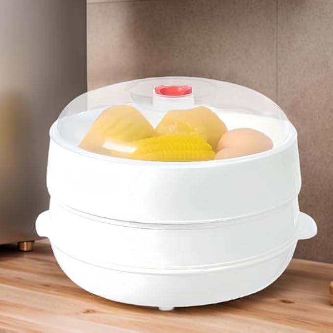 جهاز طهي خضراوات بالبخار في الميكروويف مزود بغطاء ووعاء تسخين مقاوم للحرارة للإيجار في السكن الجامعي أو الشركات أو الشقق الفندقية أو المطاعم - Image 4