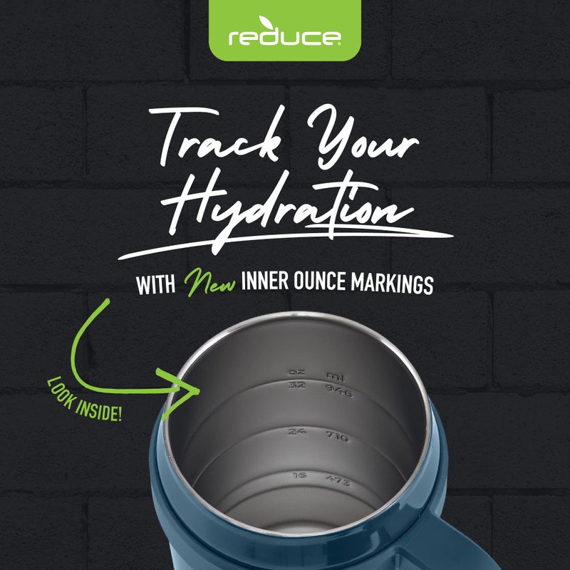 REDUCE 40 oz Stainless Steel Tumbler with Handle - Dual-Wall Vacuum Insulated Travel Mug  Sweat-Proof Lid & Reusable Straw - Keeps Drinks Cold for 24 Hrs  Fits Cupholders  Dishwasher Safe - Dark Web - Image 4