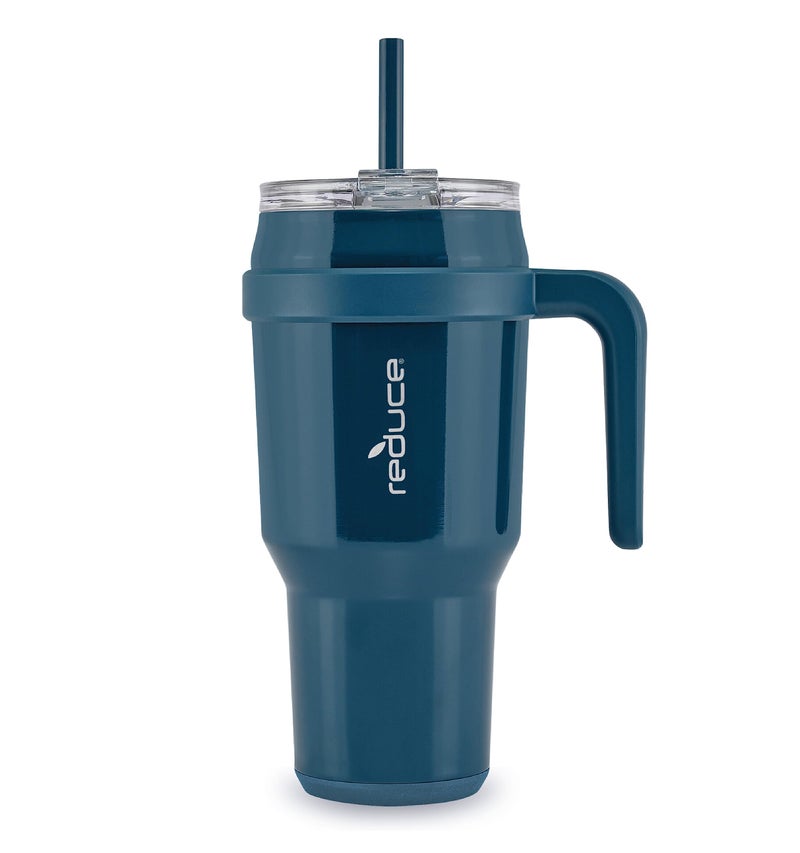 REDUCE 40 oz Stainless Steel Tumbler with Handle - Dual-Wall Vacuum Insulated Travel Mug  Sweat-Proof Lid & Reusable Straw - Keeps Drinks Cold for 24 Hrs  Fits Cupholders  Dishwasher Safe - Dark Web - Image 1