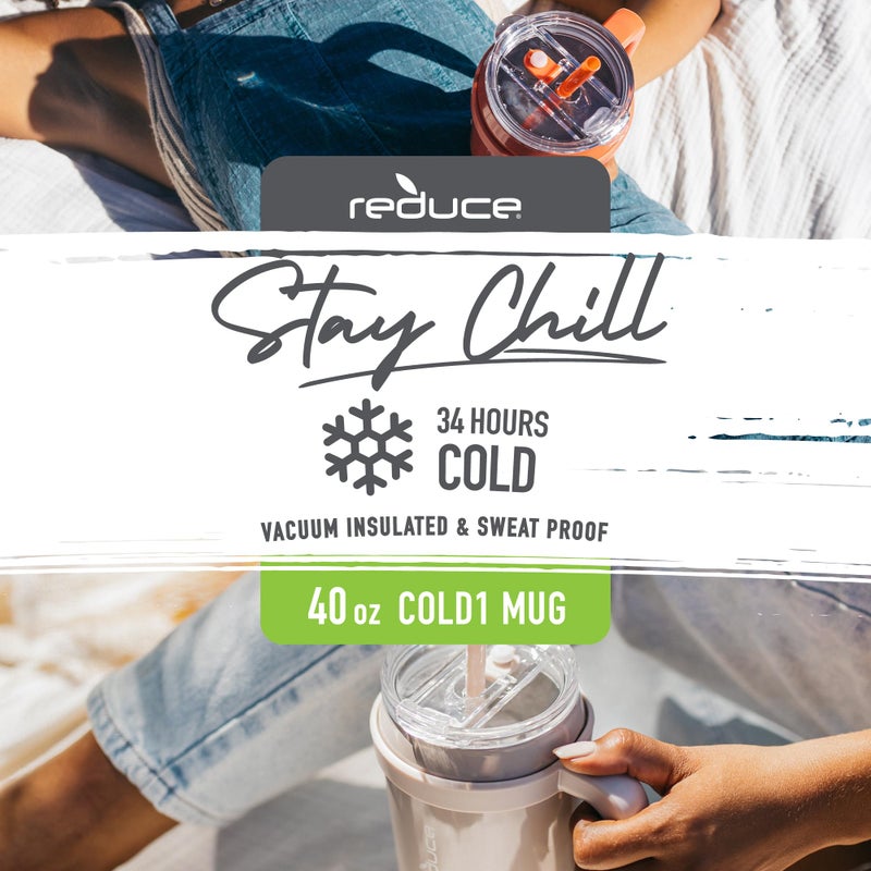 REDUCE 40 oz Stainless Steel Tumbler with Handle - Dual-Wall Vacuum Insulated Travel Mug  Sweat-Proof Lid & Reusable Straw - Keeps Drinks Cold for 24 Hrs  Fits Cupholders  Dishwasher Safe - Dark Web - Image 2