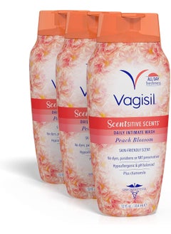 Vagisil Vagisil Feminine Wash for Intimate Area Hygiene, Scentsitive Scents, pH Balanced and Gynecologist Tested, Peach Blossom, 12 oz (Pack of 3) 