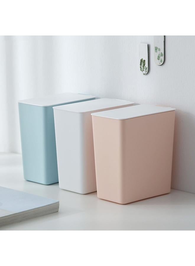 NIBEMINENT Mini Trash Can Desktop Countertop Garbage Bin Plastic Kitchen Waste Basket with Lid Light Pink  - Image 3